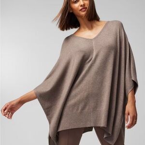 a new day Women's V-Neck Taupe Poncho Sweater